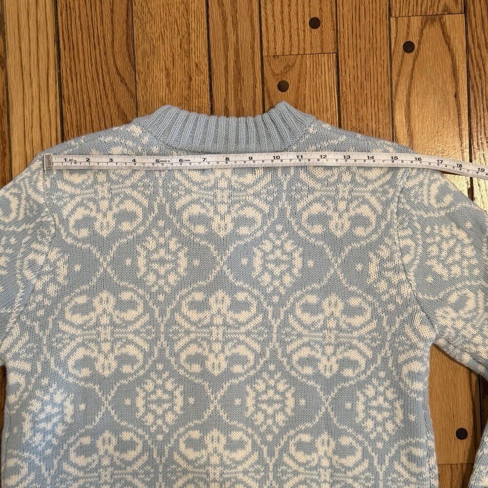 National Since 1952 Blue Fair Isle Cardigan Sweater Women’s Med. Button Front - Picture 8 of 10